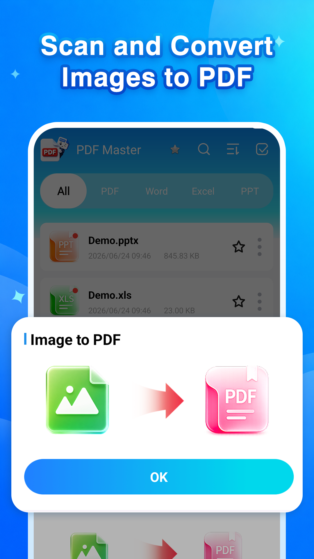 Scan and convert images to PDF